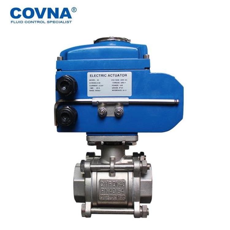 COVNA Motorized Valve Two Way HVAC Stainless Steel NPT DN 25 1 in DN 40 1.5 in Electric Actuated Ball Valves