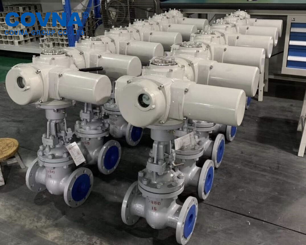 COVNA Cast Iron 60Mpa 12V Actuator Automatic Ductile Iron Motorized Wedge-Shaped Stainless Steel Multi-Turn Actuator Gate Valve