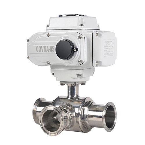 COVNA 2 inch 4 inches 3 Way Ball Valves Stainless Steel Sanitary Motorized Ball Valve 12V