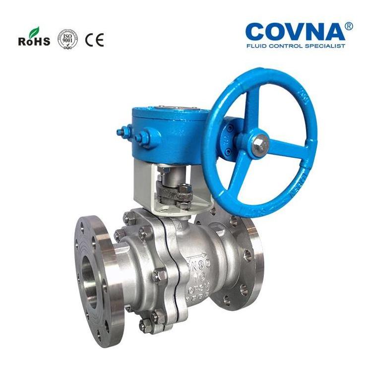 COVNA Industrial Valves 50mm SS 304/316/316L Gear Floating Flanged Type Ball Valve