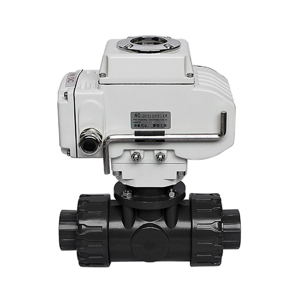 Hot Sale Ac220v Dn25 1inch 3 Way Plastic Pvc Motor Operated Control Electric Ball Valve Plastic Ball Valve