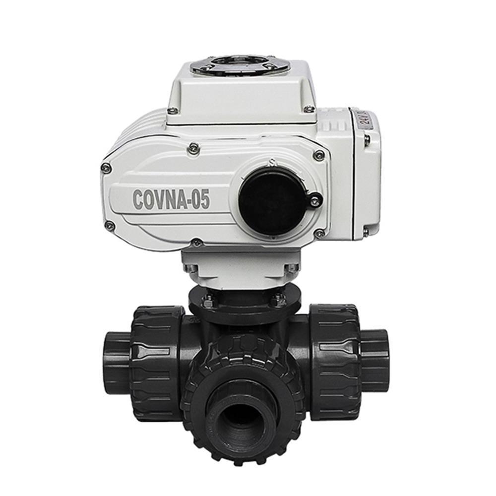 Hot Sale Ac220v Dn25 1inch 3 Way Plastic Pvc Motor Operated Control Electric Ball Valve Plastic Ball Valve