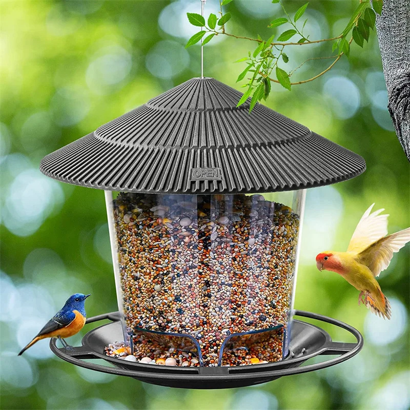 New Waterproof Gazebo Hanging Wild Bird Feeder Outdoor Container with Hang Rope Feeding House Type Bird Feeder Decor Bowls 50pcs