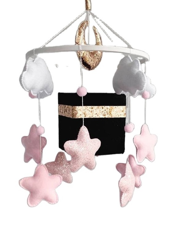 Wholesale Islamic Quran Nasheeds Baby Cot Mobile Felt Gold Moon Kaaba Star Muslim Baby Mobile