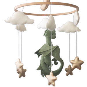 Wholesale Felt Dragon nursery baby mobile Fantasy baby nursery Golden moon and stars Baby Mobile