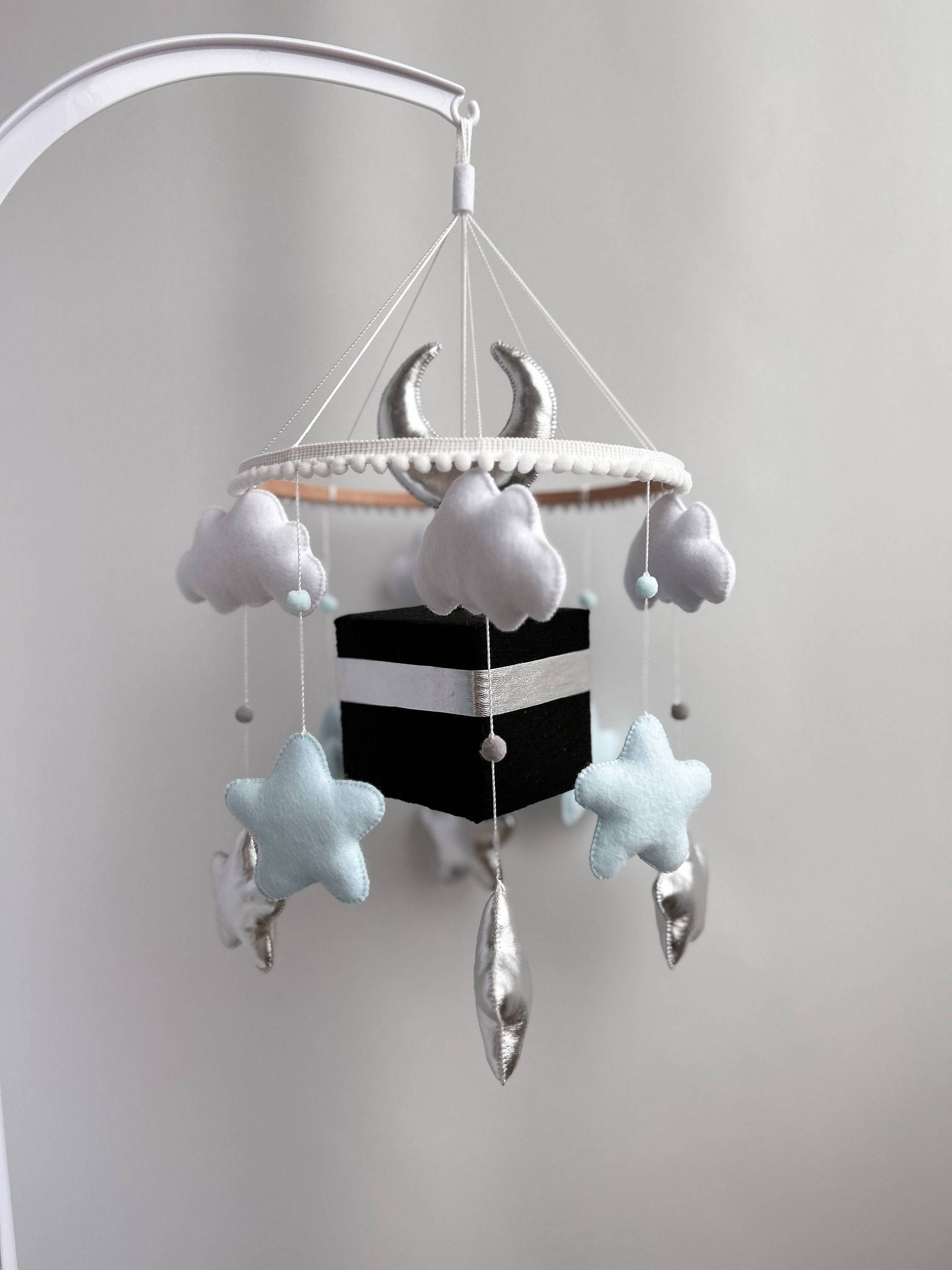 Wholesale New nursery hanging accessories felt moon and star cube Kaaba islamic cot quran baby crib mobile