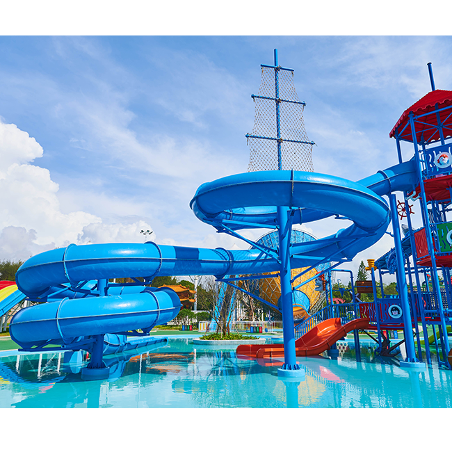 Outdoor Playground Swimming Pool Fiberglass Water Slide Water Park Large Spiral Slide Equipment