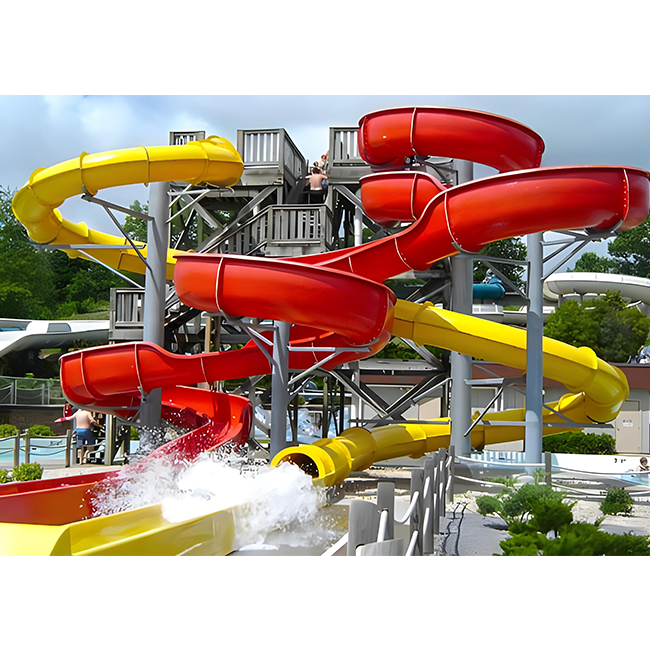 Water Park Fiberglass Slide Equipment and Large Swimming Pool Spiral Water Slide for Sale