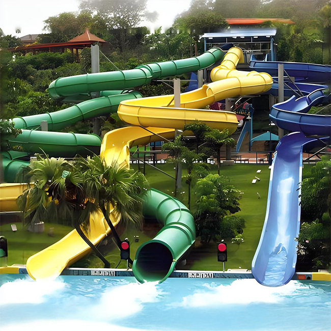 Water Park Fiberglass Slide Equipment and Large Swimming Pool Spiral Water Slide for Sale