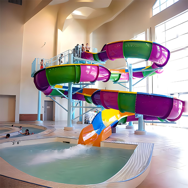 Water Park Fiberglass Slide Equipment and Large Swimming Pool Spiral Water Slide for Sale