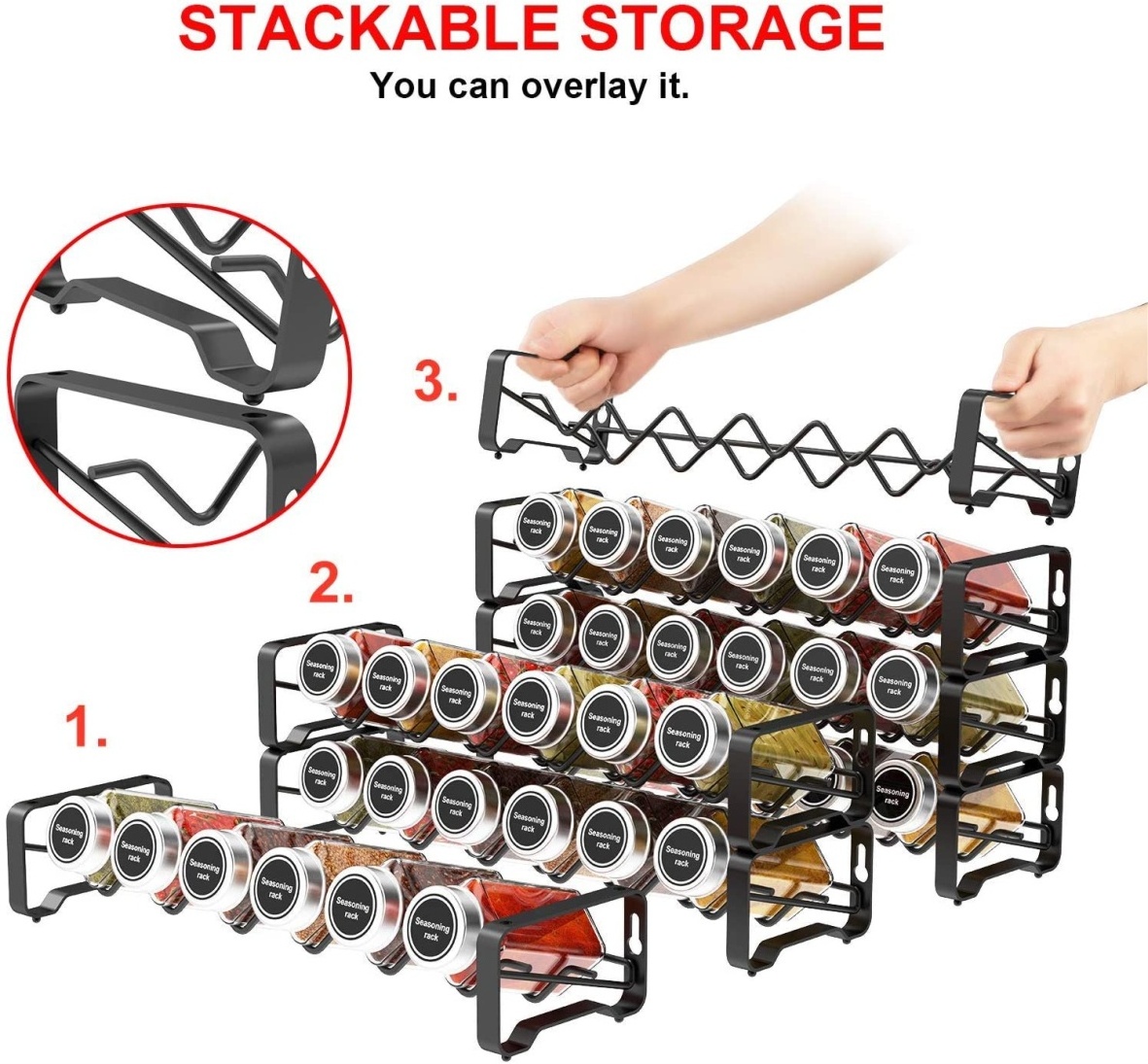 Kitchen Cabinet Spice Rack Free Standing 4 Tier Spice Rack Stackable Storage Organizer