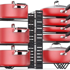 3 DIY Methods Kitchen Pan Storage Rack More Bigger and Durable Kitchen Cabinet Pantry Pan Holder Pot Lid Organizer Black Iron