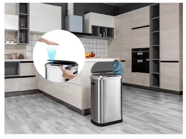 Wholesale Automatic Trash Can Stainless Steel Touchless Smart Sensor Trash Bin Household Waste Bin