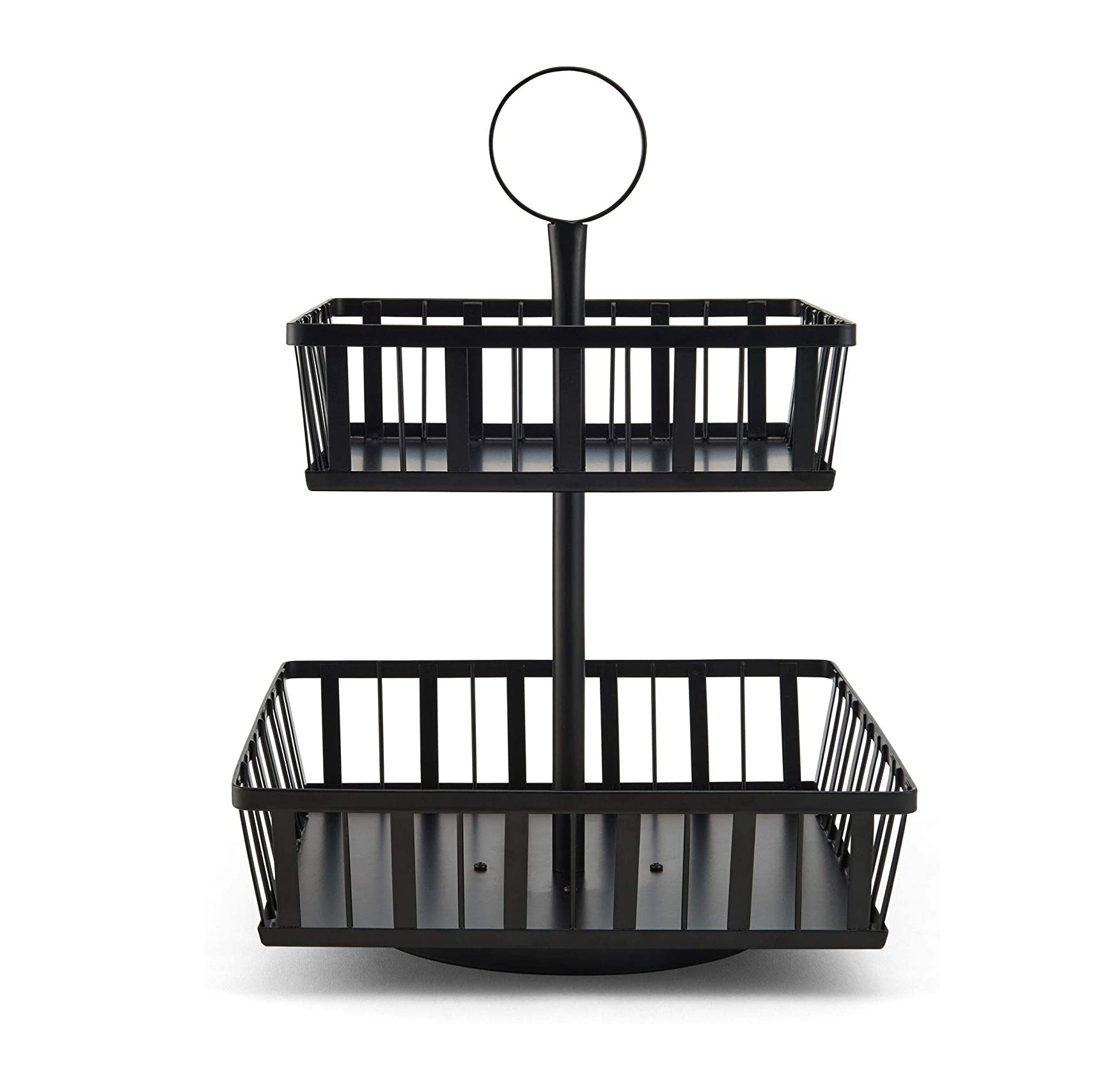 Hot sale 2 tier rotating 360 degree storage Basket for fruits candies coffee capsules tea bags