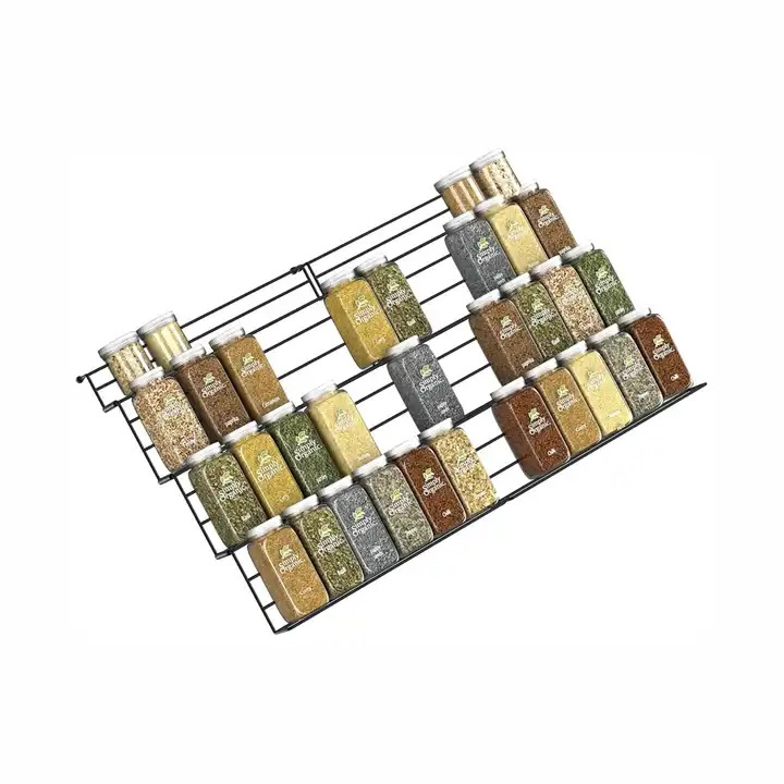 Kitchen Metal Wire Shelf for Spice Jar Storage Countertop Cabinet Drawer Metal Expandable Spice Rack Organizer