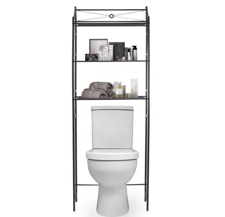 3 Tier Bathroom Storage Shelf Over Toilet Space Saver, Freestanding Shelves Black