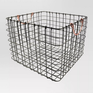 Modern Household Large Metal Wire Storage Organizer Basket with copper Handles