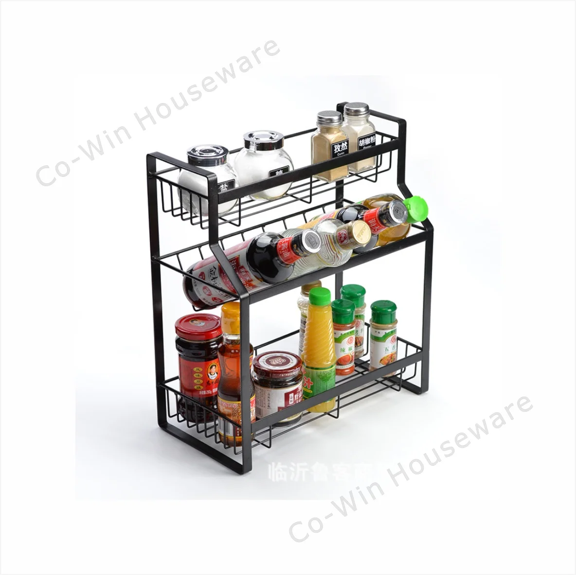 3 Tier Metal Kitchen Counter Storage Rack Organizer Iron Spice Rack Multi-purpose Storage Shelf