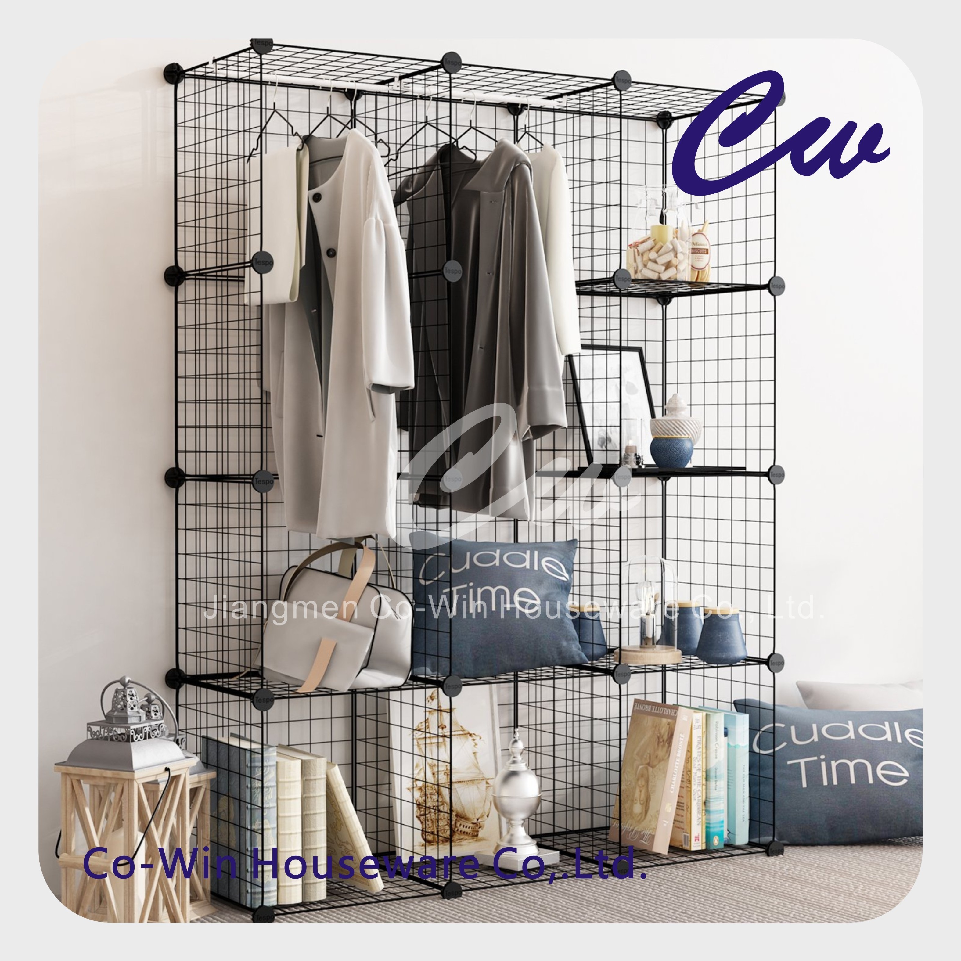 12-Cube Metal Grids Storage Rack Multifunction Iron Grid Storage Cubes DIY Modular Shelf