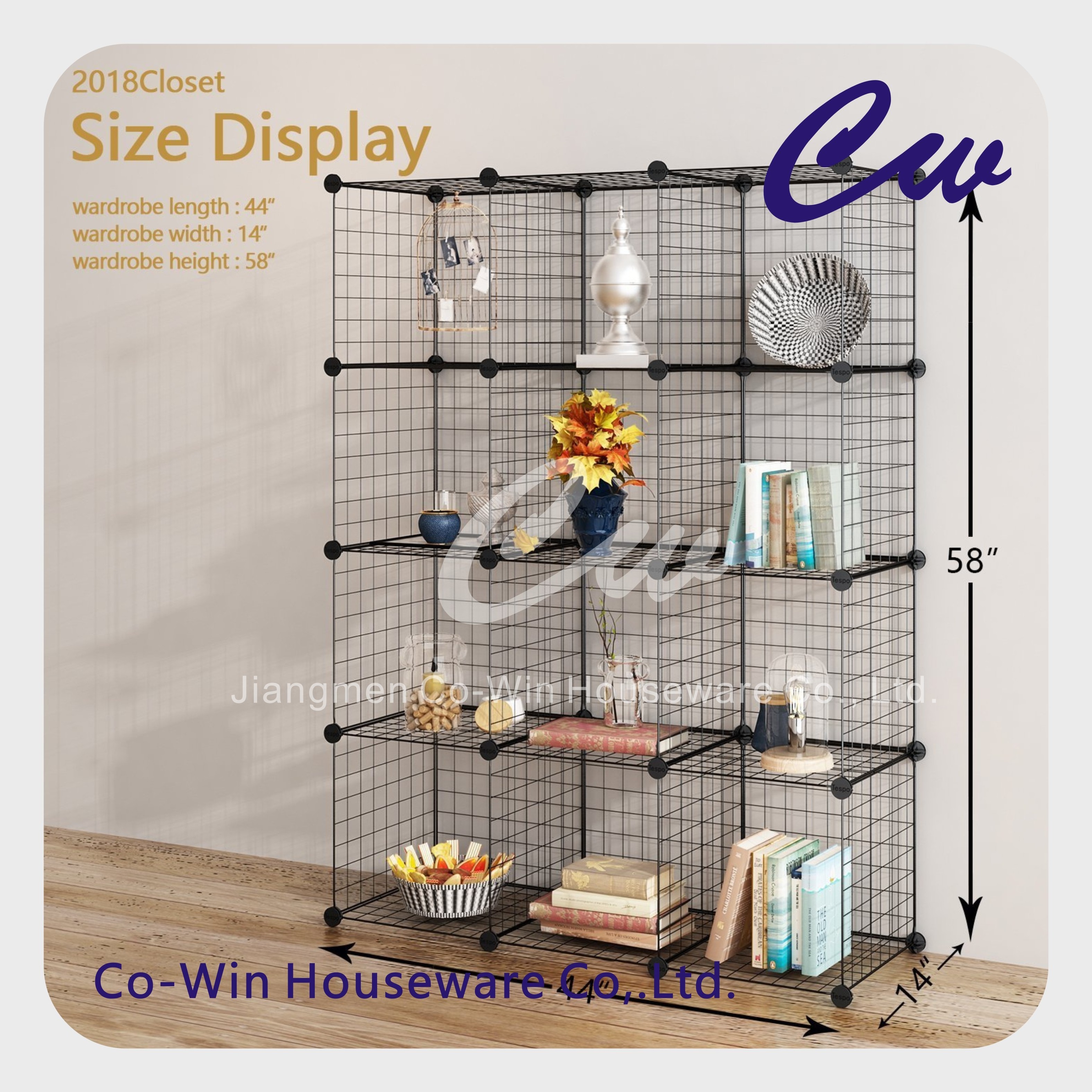 12-Cube Metal Grids Storage Rack Multifunction Iron Grid Storage Cubes DIY Modular Shelf