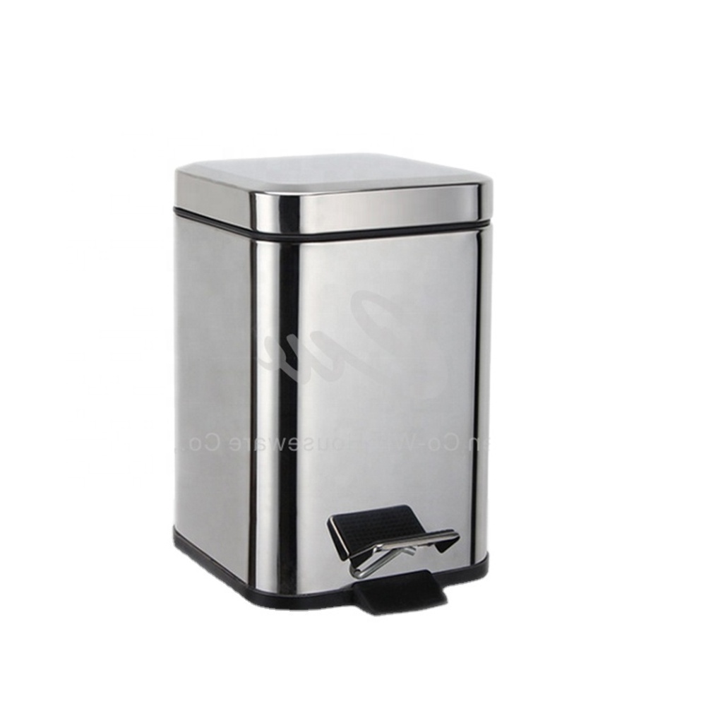 6L Rectangular Waste Bin Garbage Trash Can with Step Foot Pedal Matte Finished