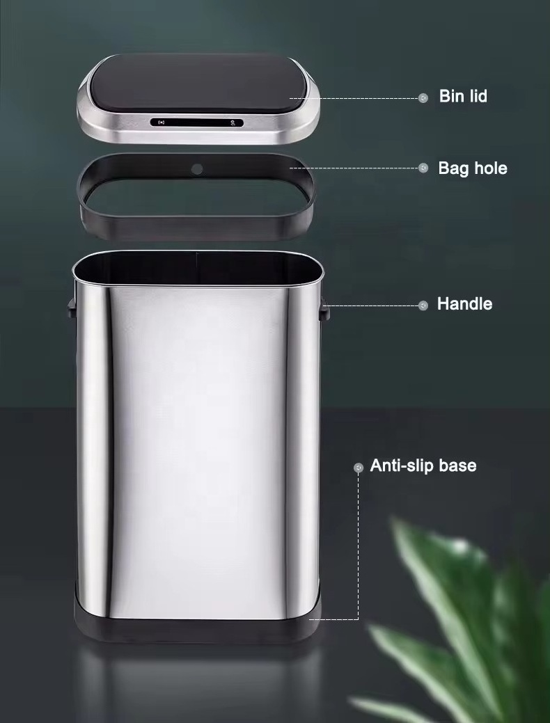 Wholesale Automatic Trash Can Stainless Steel Touchless Smart Sensor Trash Bin Household Waste Bin