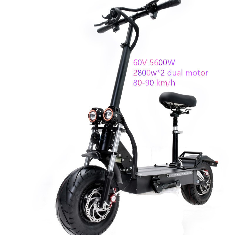 Fast 13 inch e scooter fat tire dual motor 5600W foldable off road Two Wheel powerful Electric Scooter For Adults