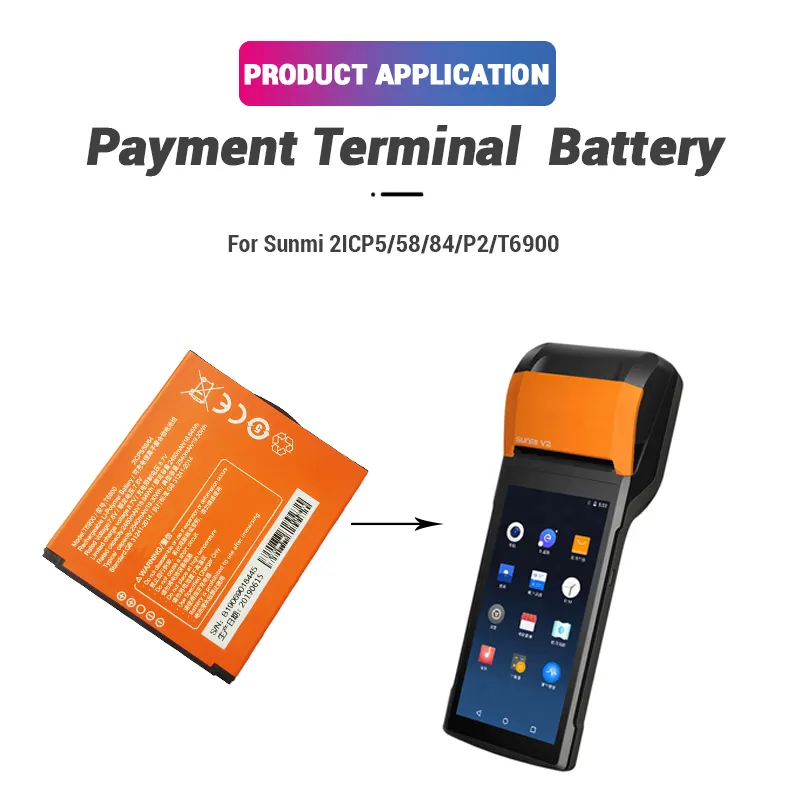 T6900 Battery Pos Terminal lithium ion batteries 2480mAh 7.6V POS Machine for Sunmi P2