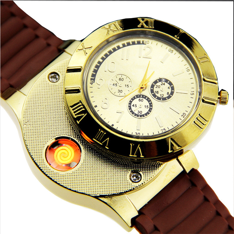 USB Charging rechargeable Windproof  Wristwatches sports Cigarette cigar electric lighter Watches watch Lighter reloj encendedor