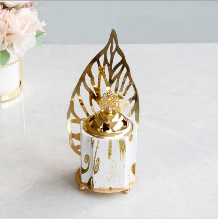 antique Arabic marble metal brass cone cast iron gold plated arabic  ceramic incense burner  incense fountain incense jar