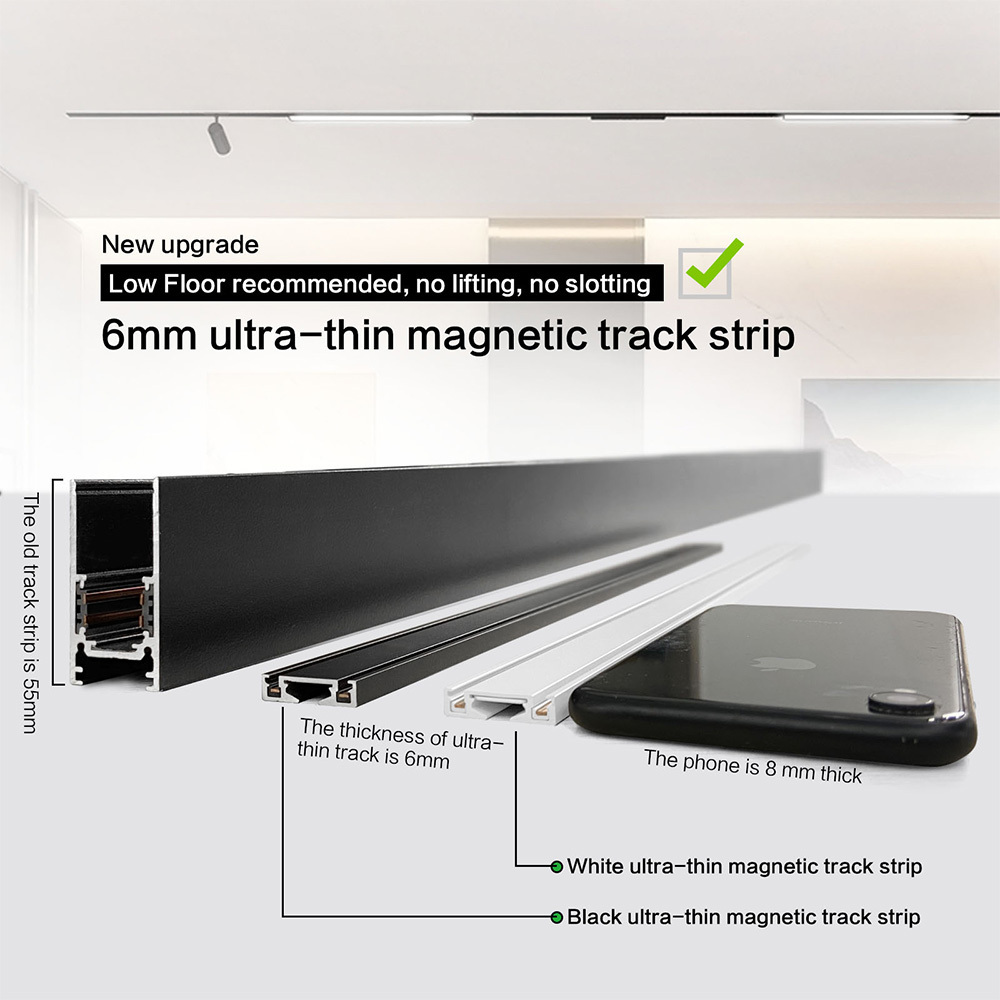 magnetic track light rail led White Black 48v r90 suction mini ultra slim system magnetic track light