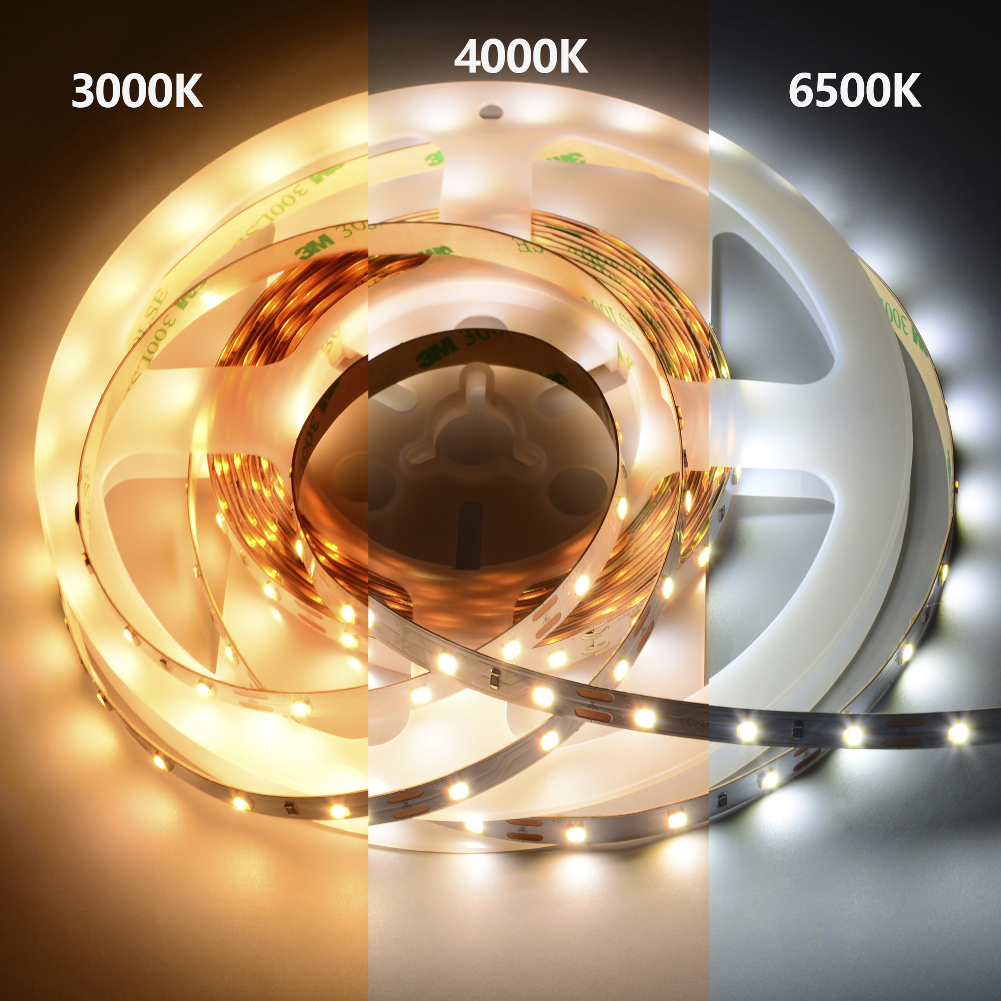 COXO 2835 SCCT led strip 12v 24v 3000k 4000k 6500k ce rohs three color 2835 cct led strip light