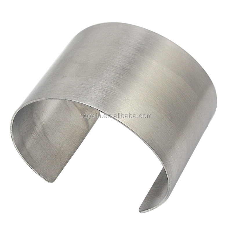 Fashion Jewelry Accessory Matte Silver Color Wide Big Women Metal Cuff Bangles Bracelets 316L Stainless Steel