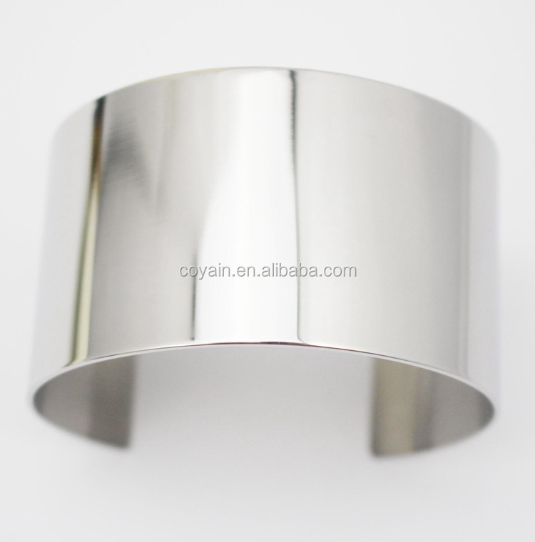 Stainless Steel Metal Cuff Bracelet Blanks silver Plain Cuff Bracelet