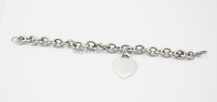 Stainless steel silver lovers love heart charm bracelets for women