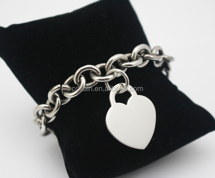 Stainless steel silver lovers love heart charm bracelets for women