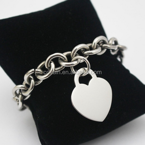 Stainless steel silver lovers love heart charm bracelets for women