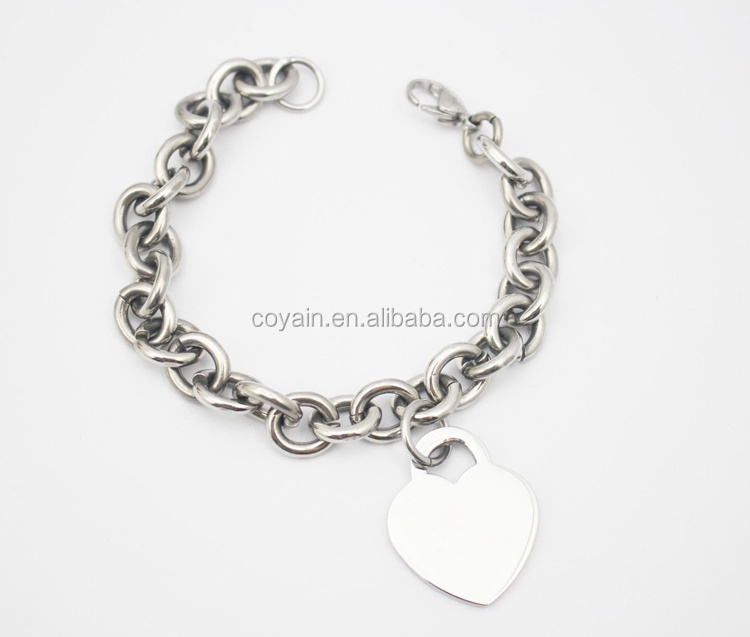 Stainless steel silver lovers love heart charm bracelets for women