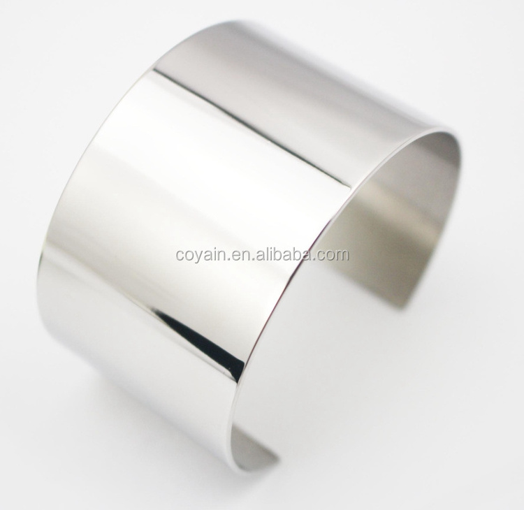 Stainless Steel Metal Cuff Bracelet Blanks silver Plain Cuff Bracelet