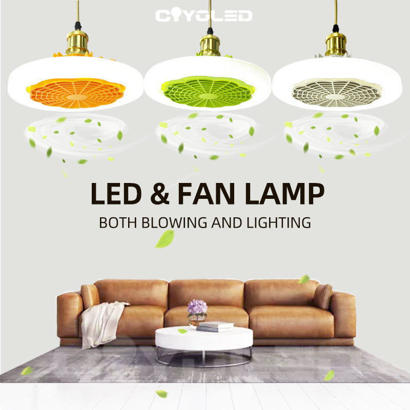 COYOLED Ceiling Fans With Led Lights Remote Control Caged With Light Ceiling Fan Led Dimmable Low Profile B22/E27 Fan Light