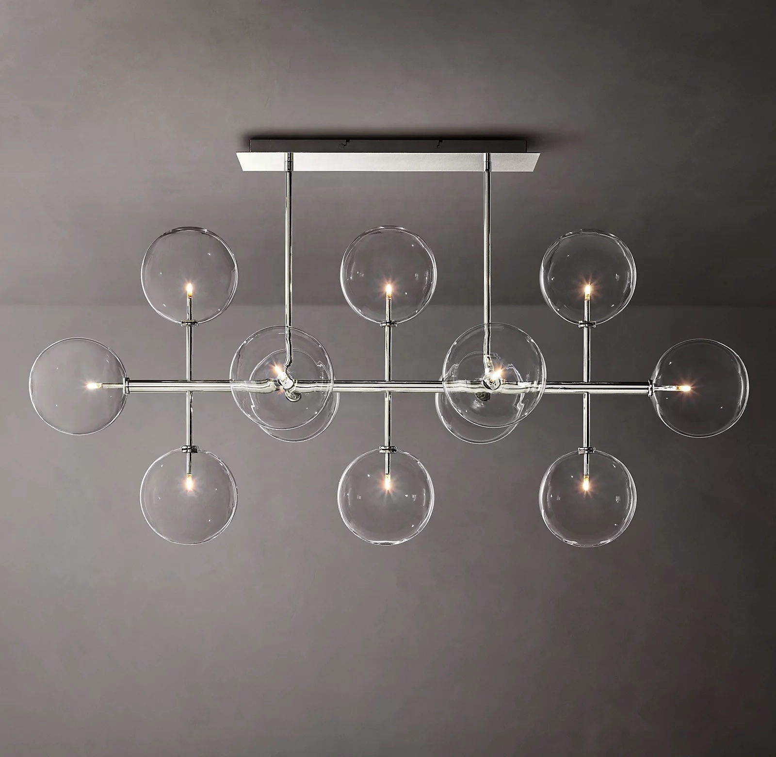 Glass Globe Mobile Linear Chandelier 58