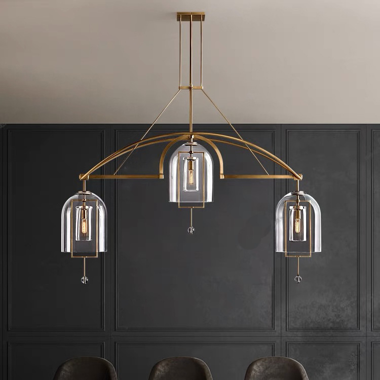 luxury modern ceiling lighting copper brass glass dome shade hanging chandelier led fulcrum pendant lights