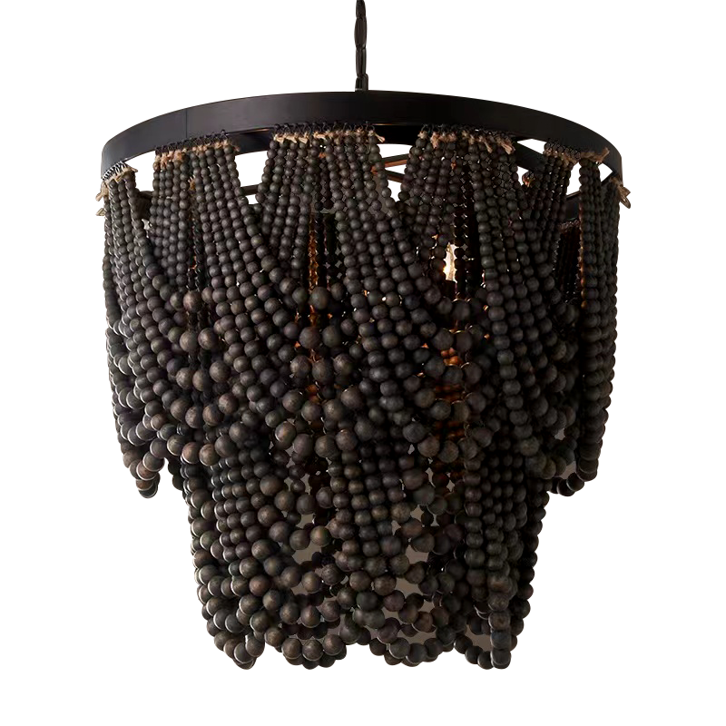 Dining room light fixture hanging Chandeliers 8-light handmade wood beads chandelier