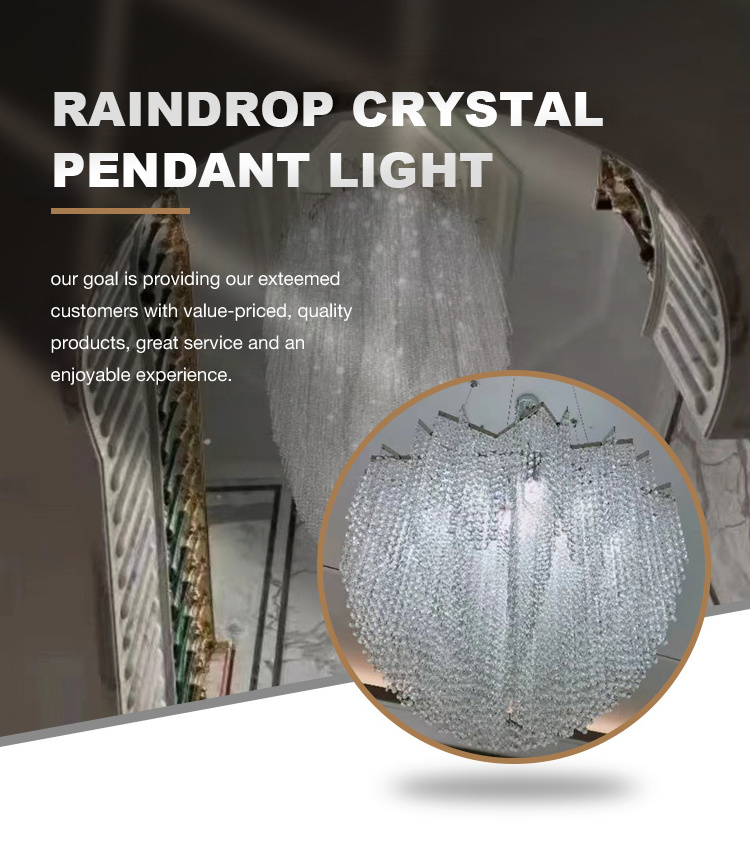 Postmodern Raindrop Large Long Ceiling Light Fixture Stairway K9 Crystal Hotel Chandelier