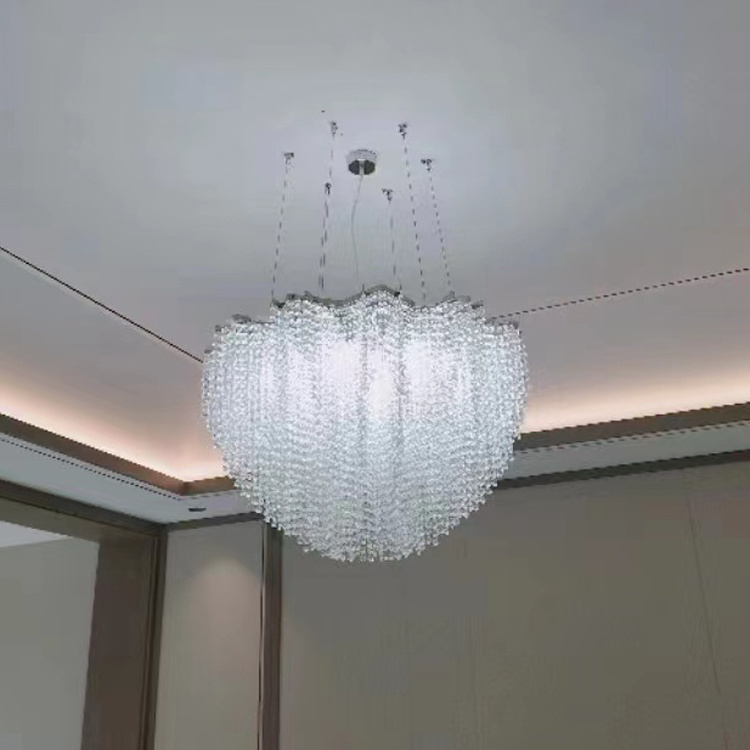 Postmodern Raindrop Large Long Ceiling Light Fixture Stairway K9 Crystal Hotel Chandelier