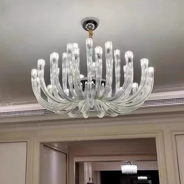 Modern personality living room light hollow glass rod frosted glass tube chandelier luxury chandelier