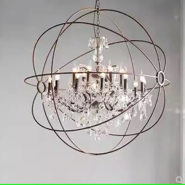 Foucault Gyro Crystal Chandelier decoration clear crystal droplight American country restoring ancient ways Pendant Light