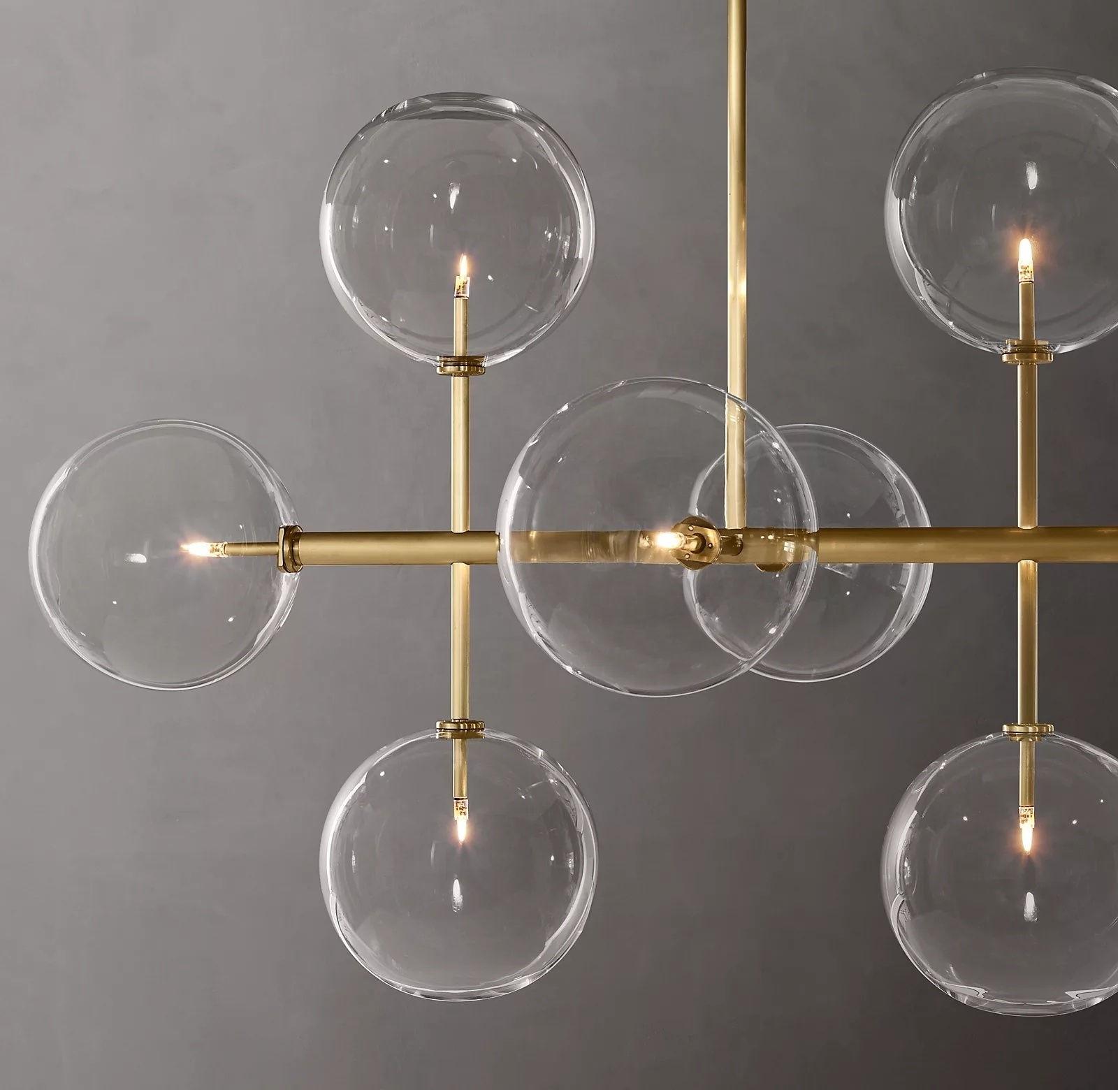 Glass Globe Mobile Linear Chandelier 58