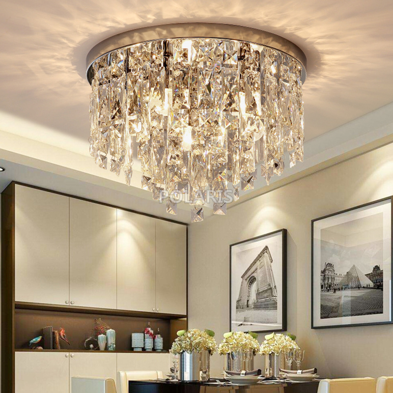 Modern Crystal Chandelier Lighting Flush Mount Chandeliers Light Ceiling Lamp for Living Dining Room Bedroom Restaurant CZ8185A