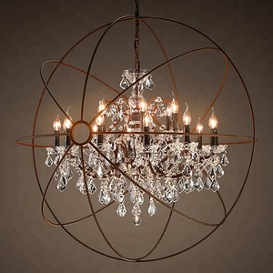 Modern Vintage Orb Crystal Chandelier Lighting Rustic Candle Chandeliers Pendant Hanging Light for Home Hotel Decor CZ2518/18